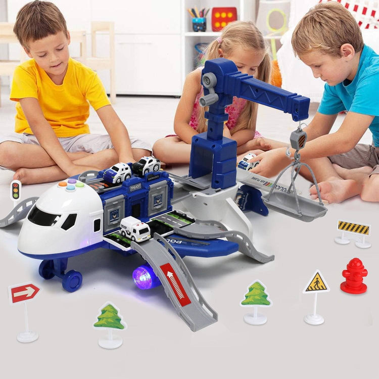 Transforming Plane for Fun & Learning with Lights, Sounds, Cars & Traffic Signs, Safe for Ages 3+