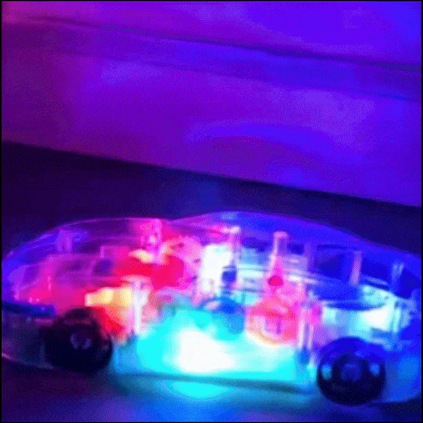 Transparent Gear Car with Lights and Music, Sensory development, Battery operated, Safe For Ages 6 month+