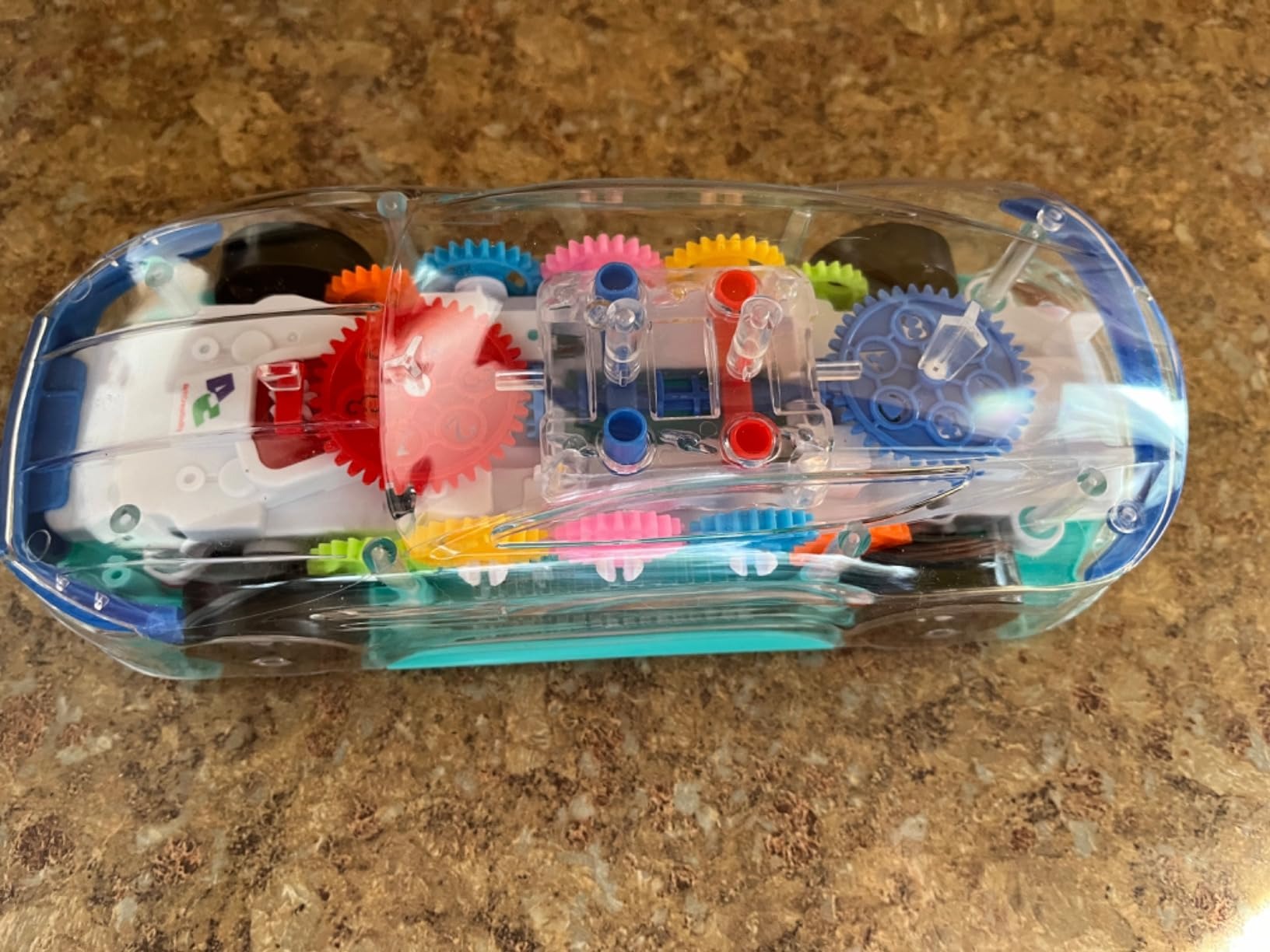 Transparent Gear Car with Lights and Music, Sensory development, Battery operated, Safe For Ages 6 month+