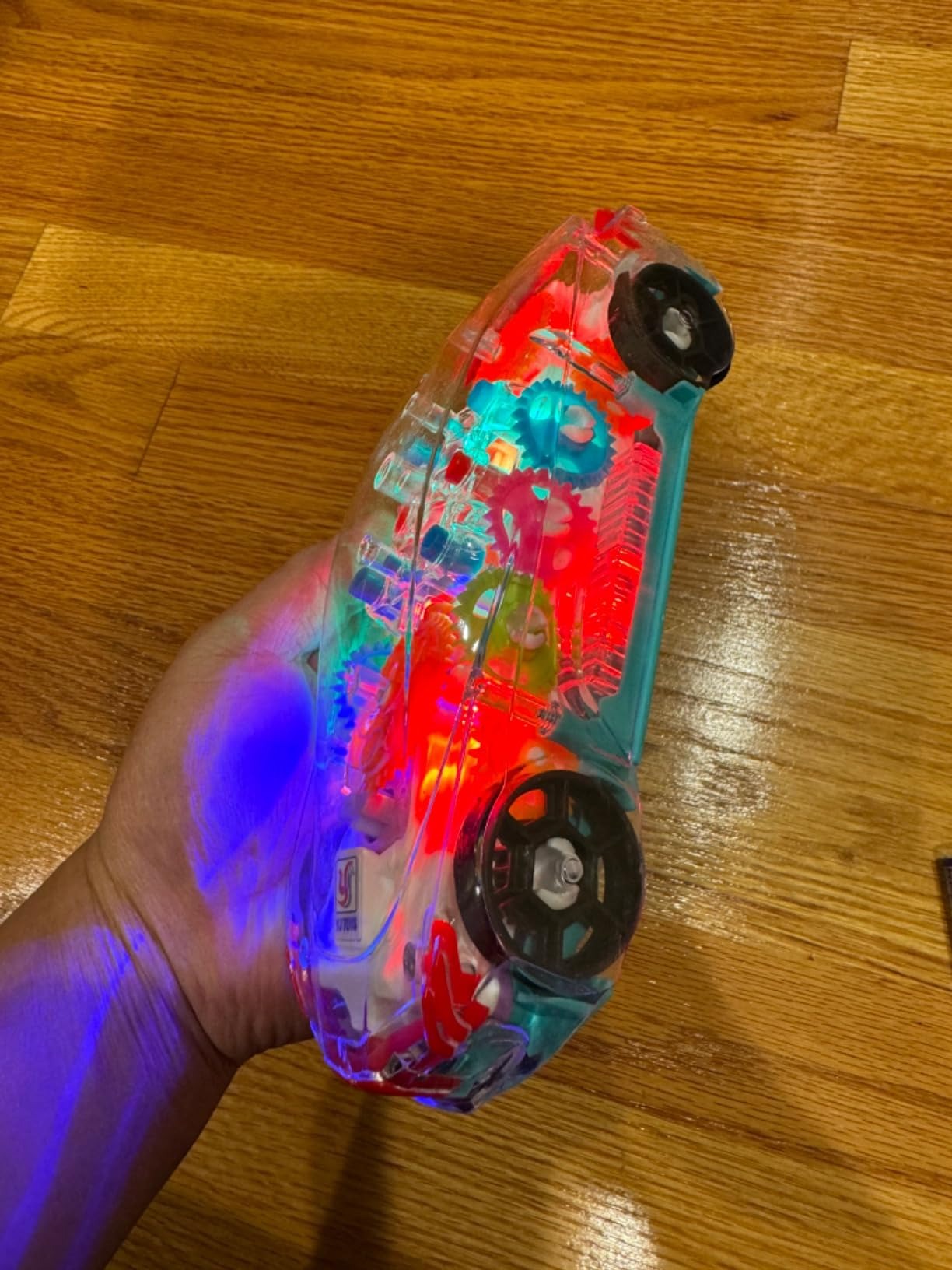 Transparent Gear Car with Lights and Music, Sensory development, Battery operated, Safe For Ages 6 month+