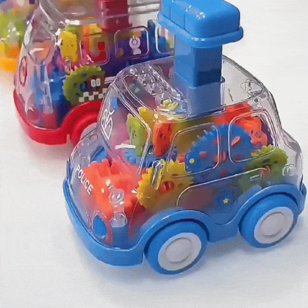 Transparent Gear Car with Push-Button Action, Hand-Eye Coordination Boost, No Batteries Needed, Safe for Ages 3+