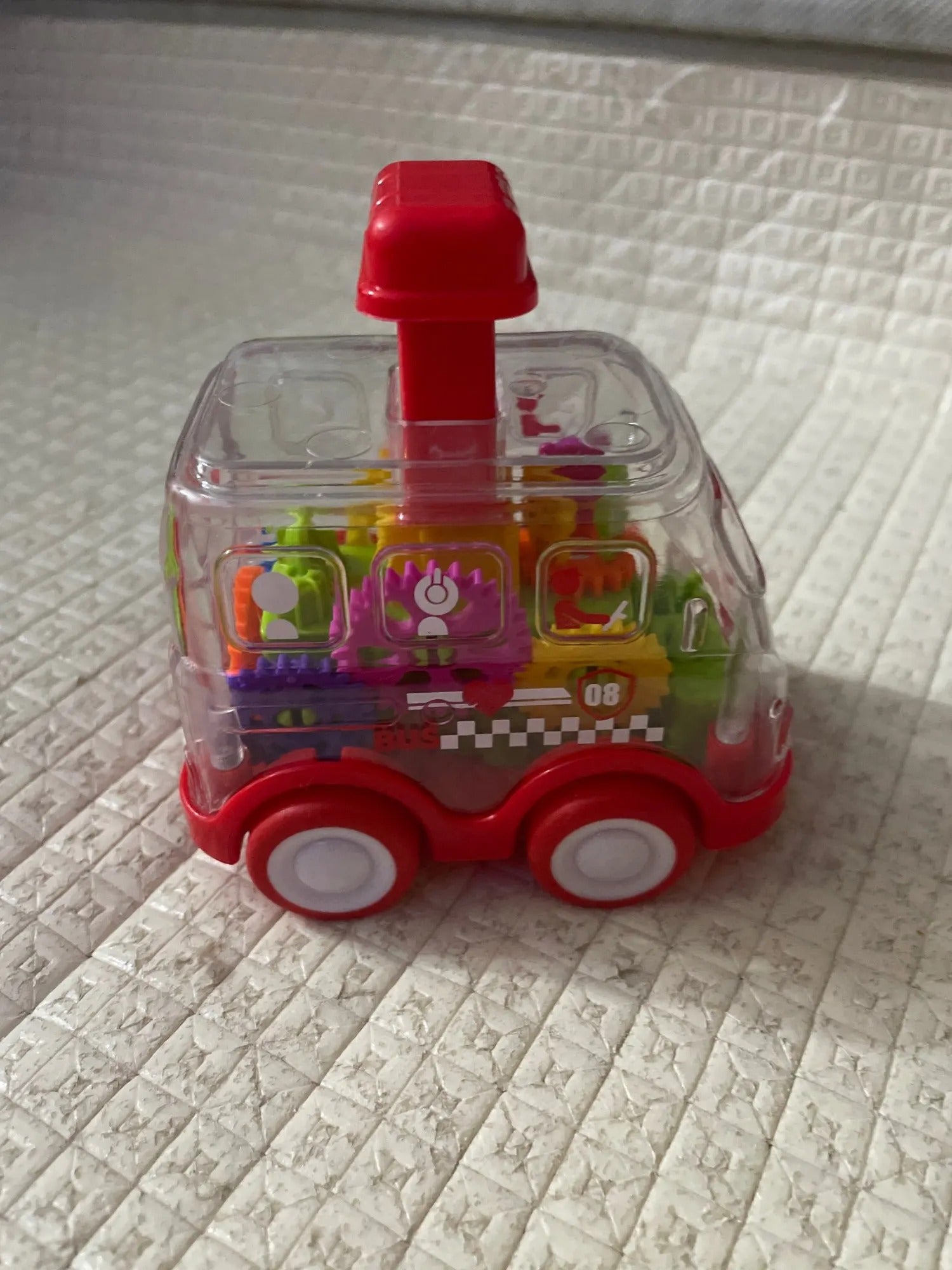 Transparent Gear Car with Push-Button Action, Hand-Eye Coordination Boost, No Batteries Needed, Safe for Ages 3+