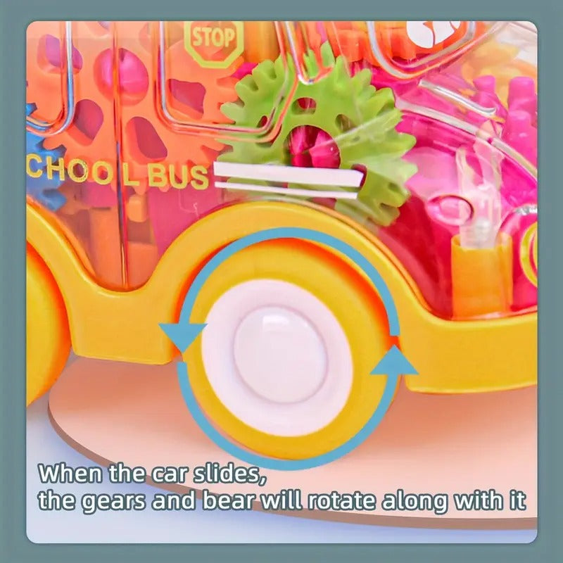 Transparent Gear Car with Push-Button Action, Hand-Eye Coordination Boost, No Batteries Needed, Safe for Ages 3+