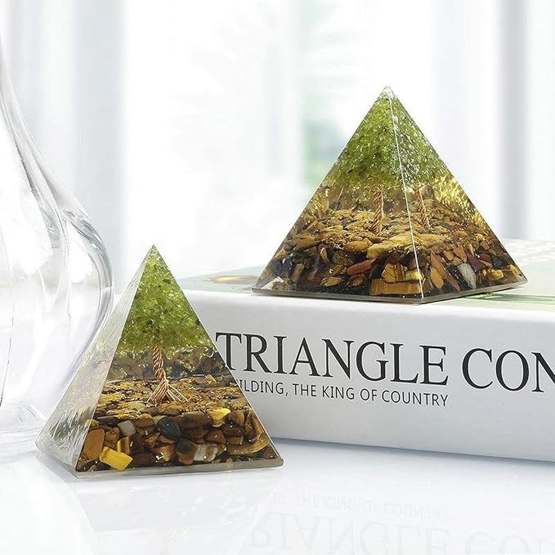 Tree Of Life Peridot With Tiger Eye Orgone Pyramid