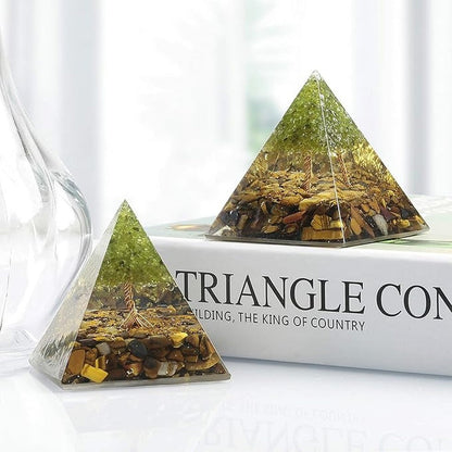 Tree Of Life Peridot With Tiger Eye Orgone Pyramid