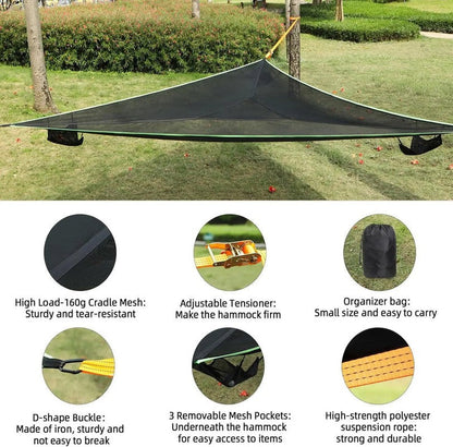Triangle Camping Hammock with Ratchet Straps and Storage Bag