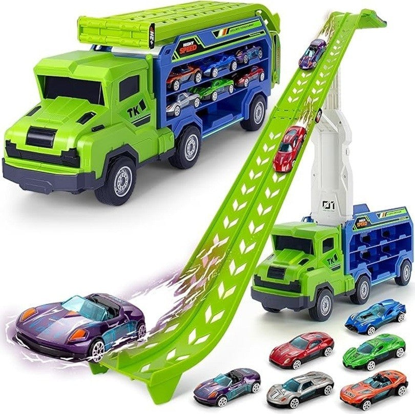 Truck Carrier Car Toy with Alloy Cars, No Batteries, Multi-Mode, Safe for Ages 4+