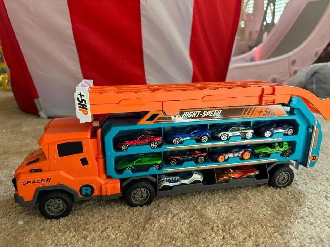 Truck Carrier Car Toy with Alloy Cars, No Batteries, Multi-Mode, Safe for Ages 4+