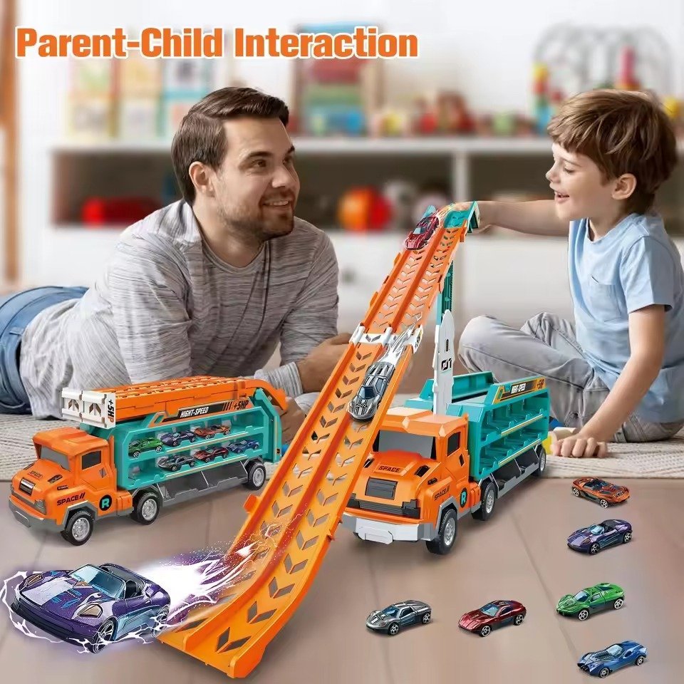 Truck Carrier Car Toy with Alloy Cars, No Batteries, Multi-Mode, Safe for Ages 4+