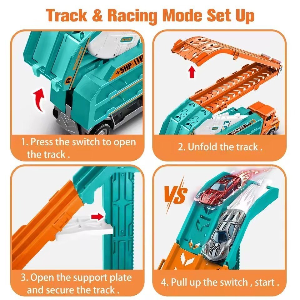Truck Carrier Car Toy with Alloy Cars, No Batteries, Multi-Mode, Safe for Ages 4+