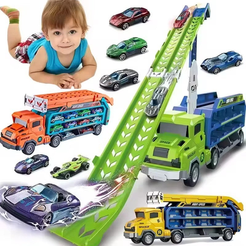 Truck Carrier Car Toy with Alloy Cars, No Batteries, Multi-Mode, Safe for Ages 4+