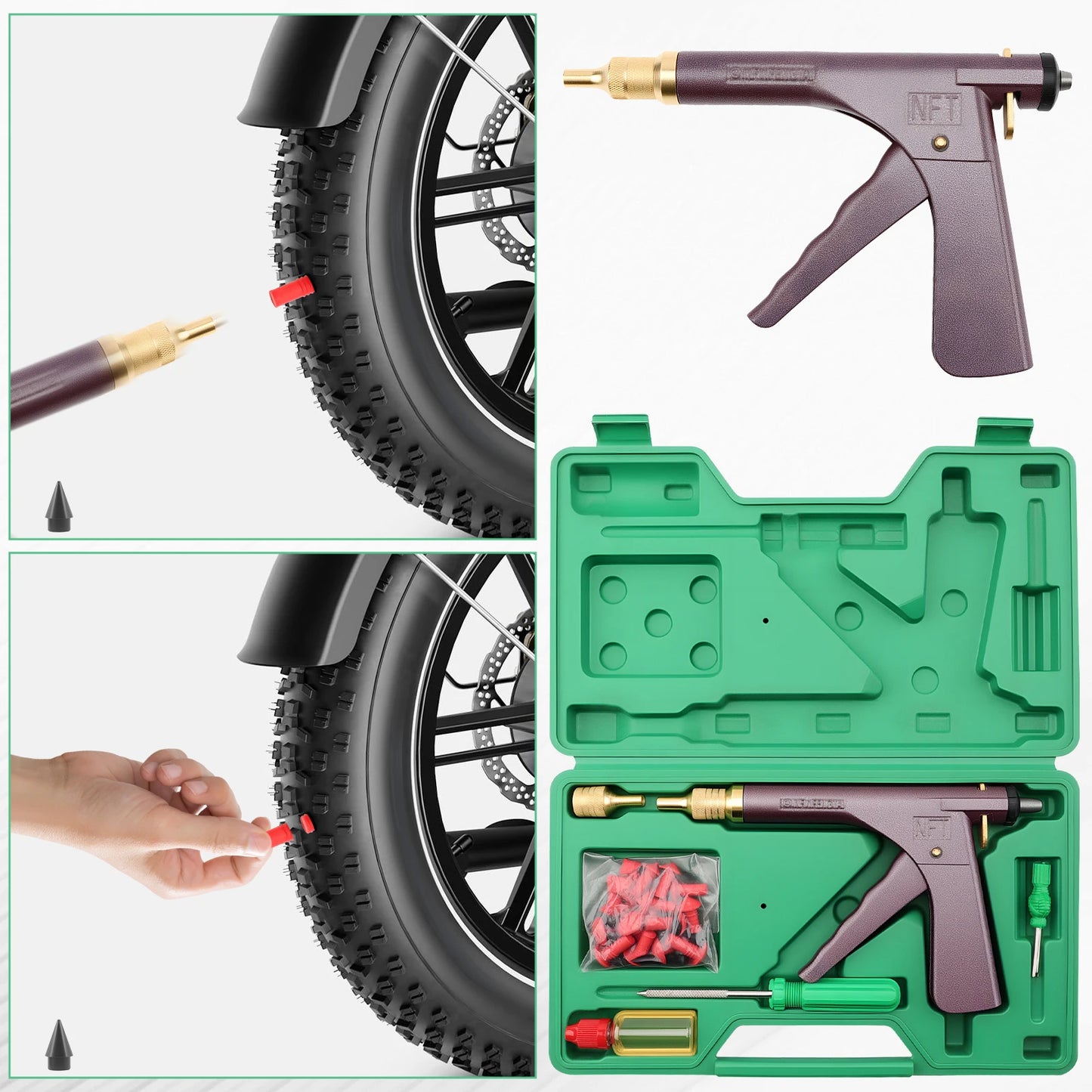 Tubeless Tire Repair Kit for Motorcycle and Electric Bikes – Durable Puncture Plug Set for Emergency Tire Repair