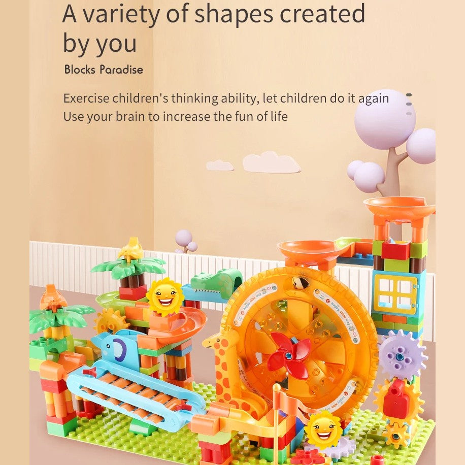 Turntable Marble Race, Creative Assembly, Vibrant Music, Stimulating Imagination, Safe for Ages 3+