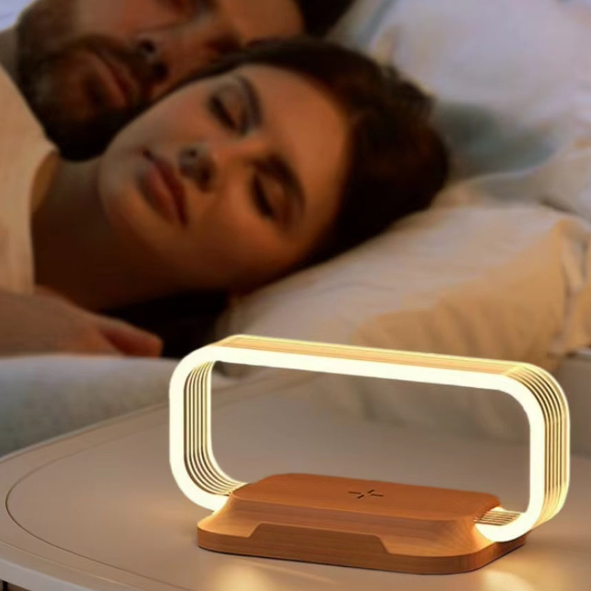 Ultimate LED Desk Lamp with Charging Station – 5-in-1 Fast Wireless Charger, Clock & Night Light with USB Port for Effortless Power & Style