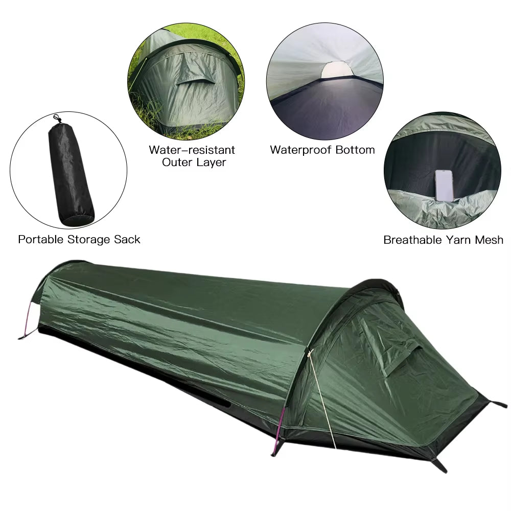 Ultralight Waterproof Single-Person Camping Tent for Hiking, Cycling, Trekking, and Mountaineering