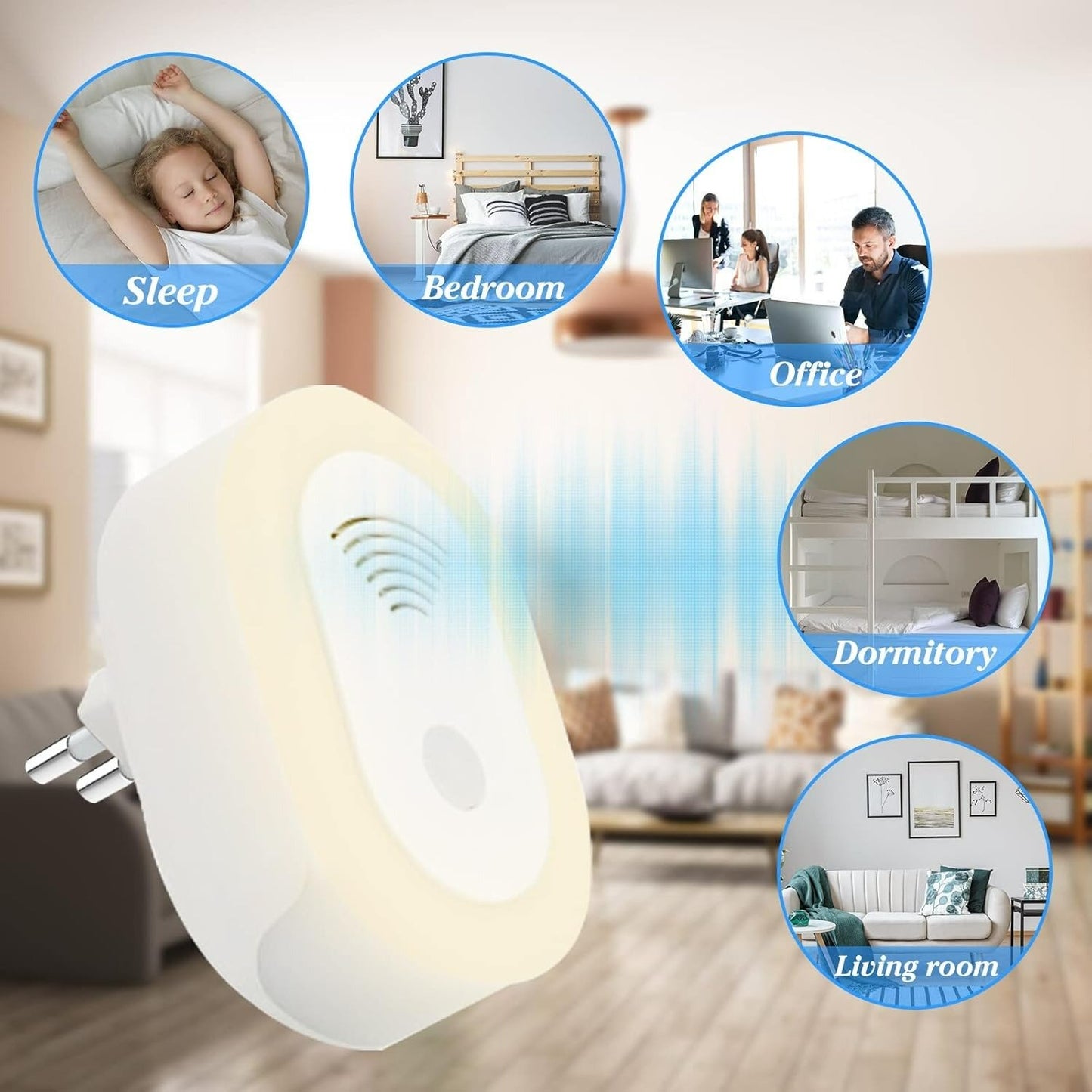 Ultrasonic Mosquito Repellent for Indoor Use with Built-in Night Light and 360-Degree Coverage