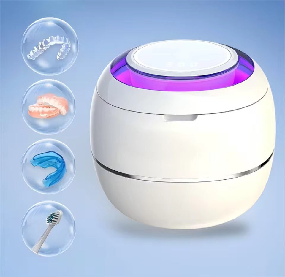 Ultrasonic Portable Denture Cleaner Machine with UV Sterilization, Dual Cleaning Modes, One-Touch Control Panel
