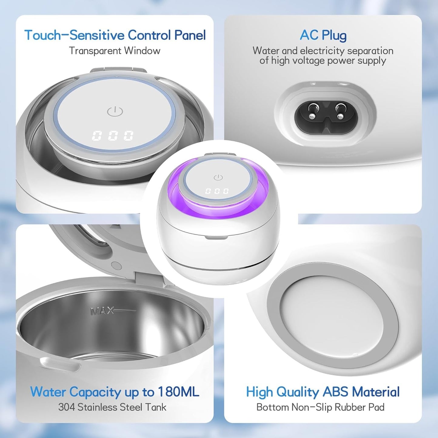 Ultrasonic Portable Denture Cleaner Machine with UV Sterilization, Dual Cleaning Modes, One-Touch Control Panel