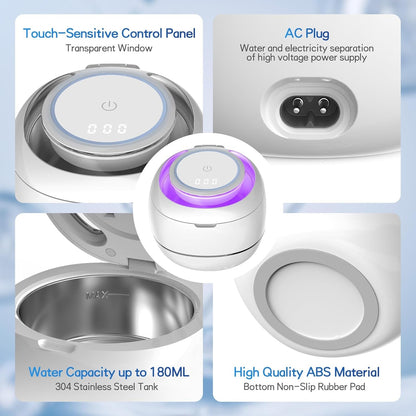 Ultrasonic Portable Denture Cleaner Machine with UV Sterilization, Dual Cleaning Modes, One-Touch Control Panel