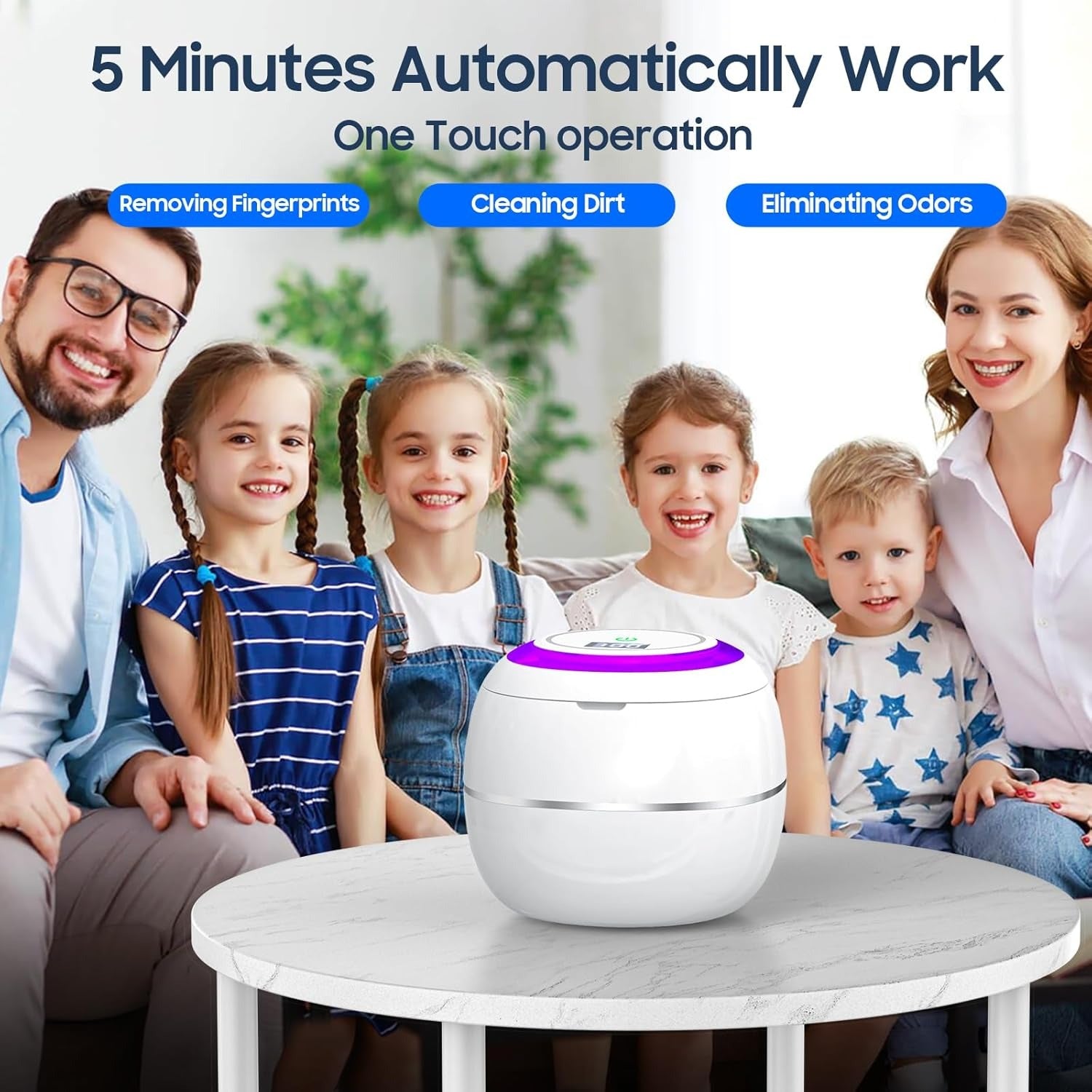 Ultrasonic Portable Denture Cleaner Machine with UV Sterilization, Dual Cleaning Modes, One-Touch Control Panel