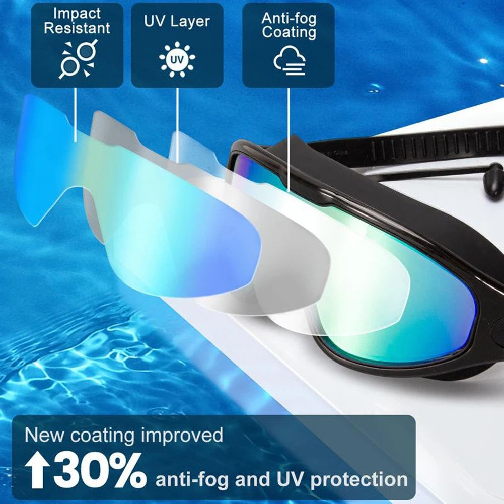 Uni-Sex No Leak Swim Glasses with UV Protection, Anti-Fog Coating, Waterproof Seal
