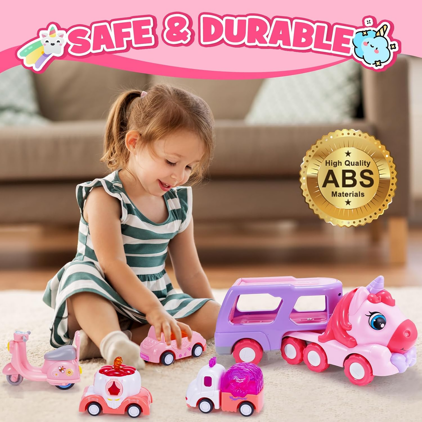 Unicorn Carrier Truck – Magical Toy Vehicle with Unicorn Figures, Safe for Ages 1+
