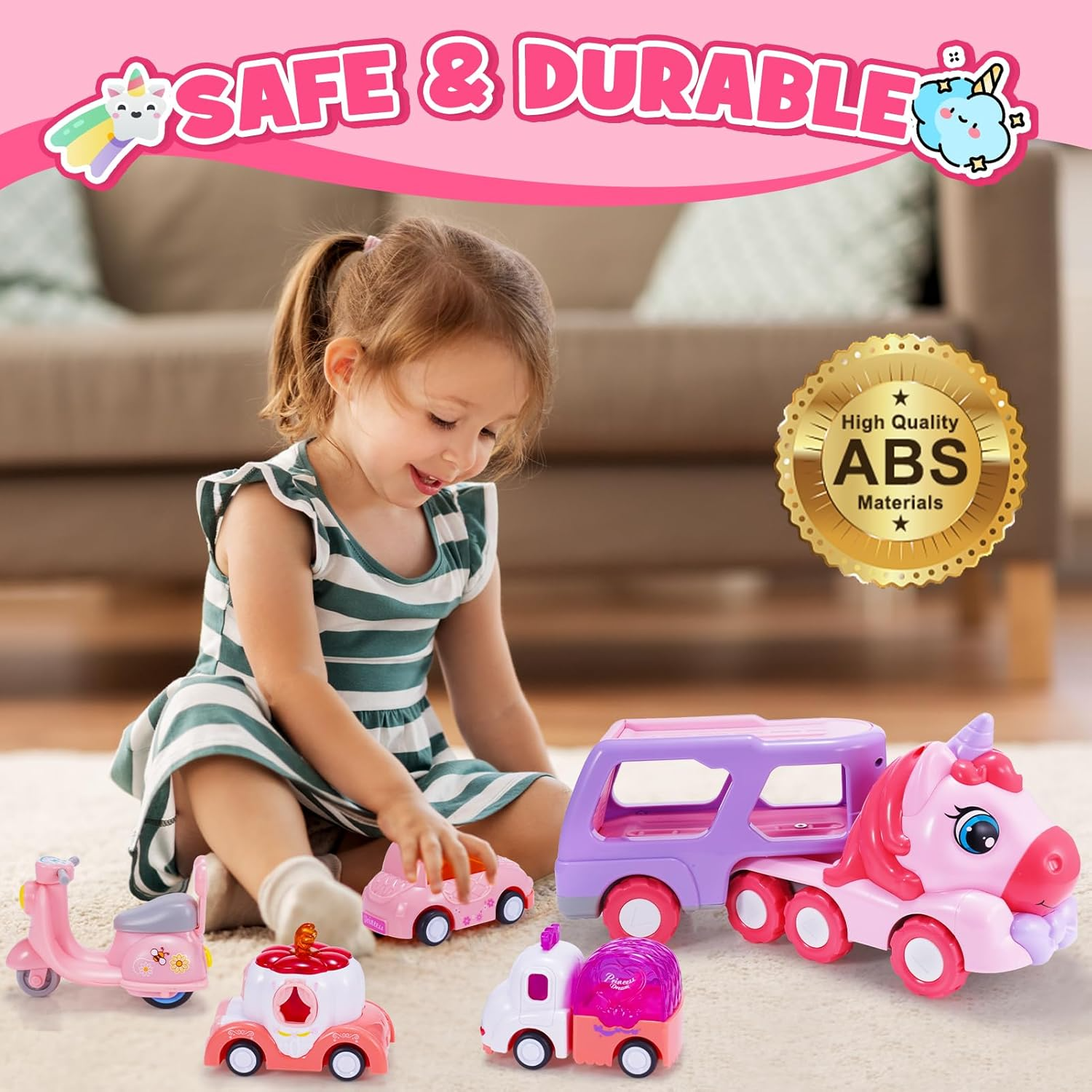 Unicorn Carrier Truck – Magical Toy Vehicle with Unicorn Figures, Safe for Ages 1+