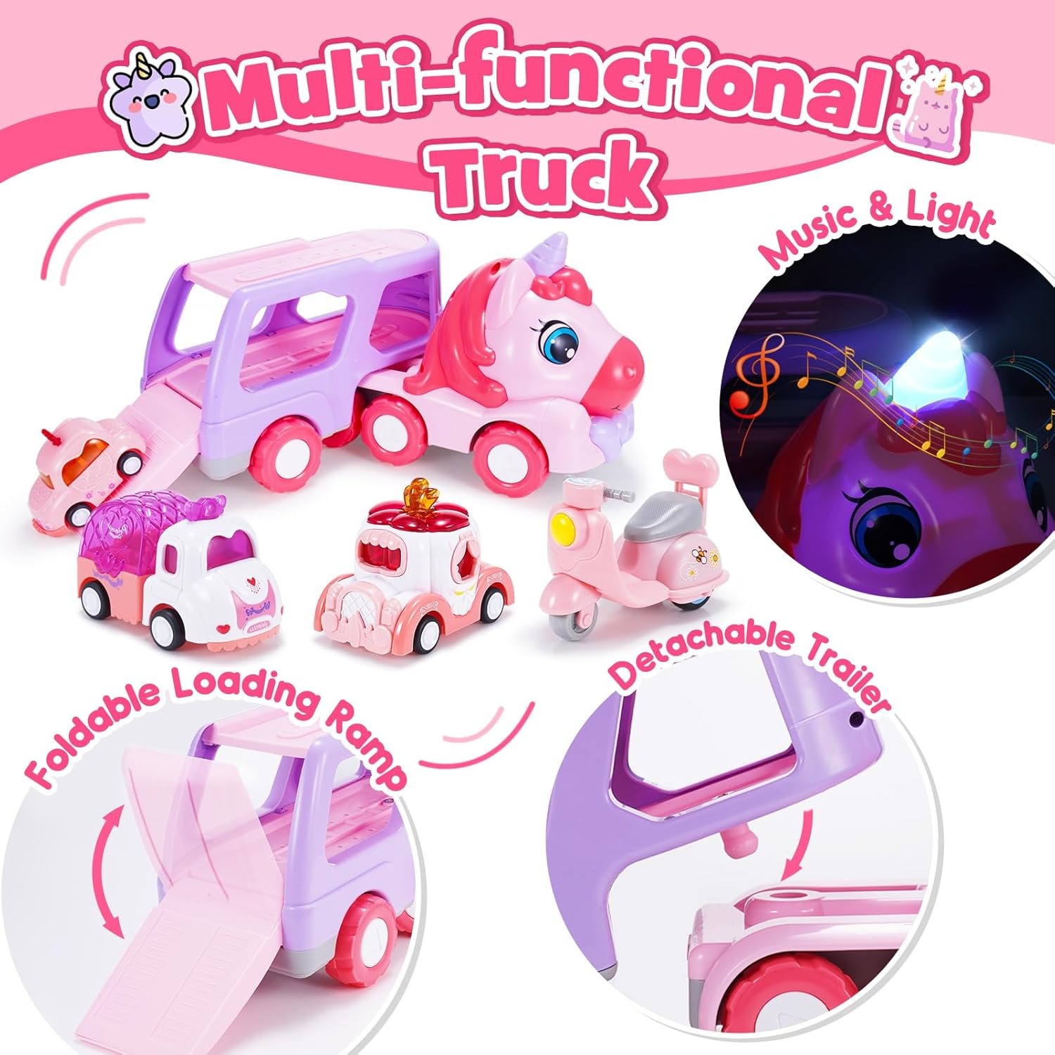 Unicorn Carrier Truck – Magical Toy Vehicle with Unicorn Figures, Safe for Ages 1+