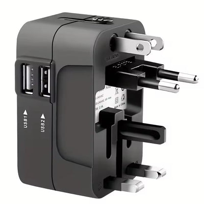 Universal Travel Adapter with USB Ports, Overload Protection, Multistandard Socket Outlet