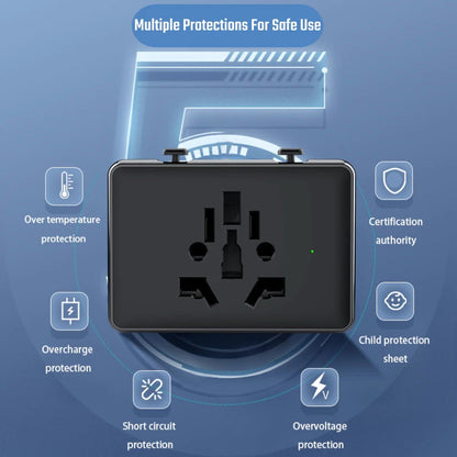 Universal Travel Adapter with USB Ports, Overload Protection, Multistandard Socket Outlet