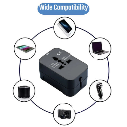 Universal Travel Adapter with USB Ports, Overload Protection, Multistandard Socket Outlet