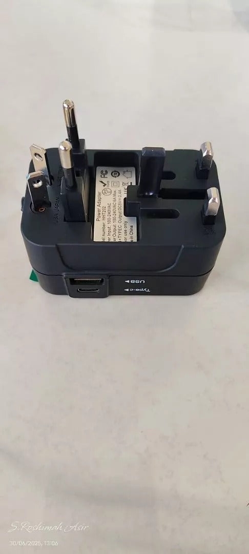 Universal Travel Adapter with USB Ports, Overload Protection, Multistandard Socket Outlet