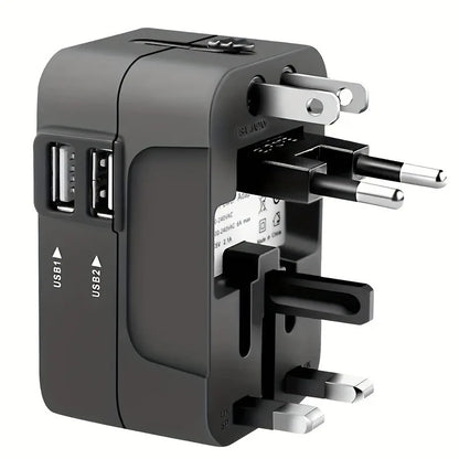 Universal Travel Adapter with USB Ports, Overload Protection, Multistandard Socket Outlet