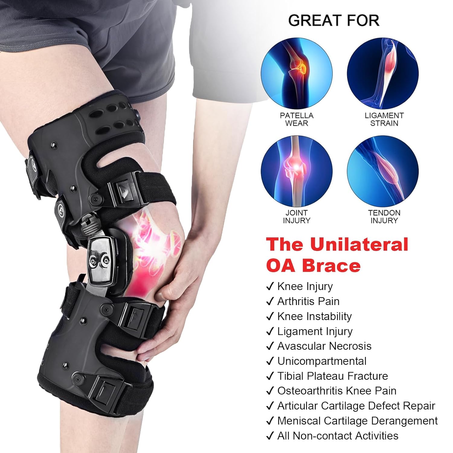 Unloader Knee Support Brace with Medial and Lateral Support Helps Stabilize the Joint
