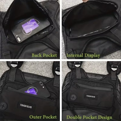 Urban Men Ergonomic Chest Bag with Multi Pockets, Secure Fit, Earphone Port, and Adjustable Strap