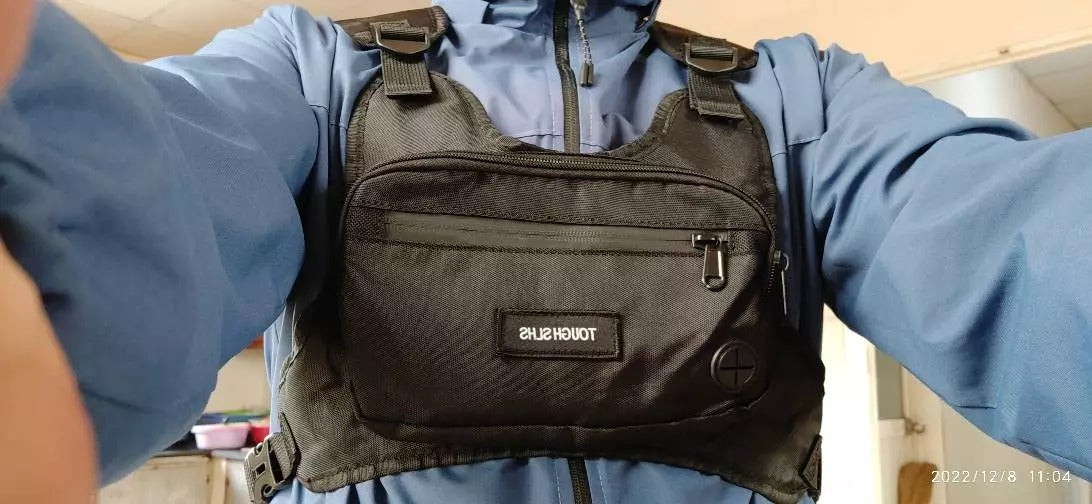 Urban Men Ergonomic Chest Bag with Multi Pockets, Secure Fit, Earphone Port, and Adjustable Strap