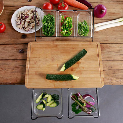 Extensible Bamboo Cutting Board Set With Containers For Kitchen With Juice Groove, Eco-Friendly Chopping And Serving Board