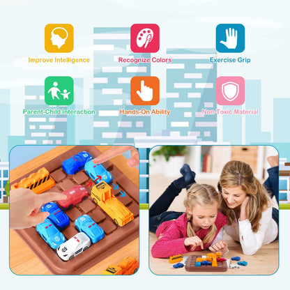 Vehicle Maze Toy With Colorful Cars, Move Cars Out of the Garage, Brain-Training, Safe for 6+