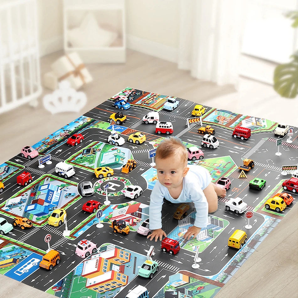 Vibrant Roadway Playmat – Endless Adventures for Kids with Educational & Imaginative Play, Safe for Ages 3+