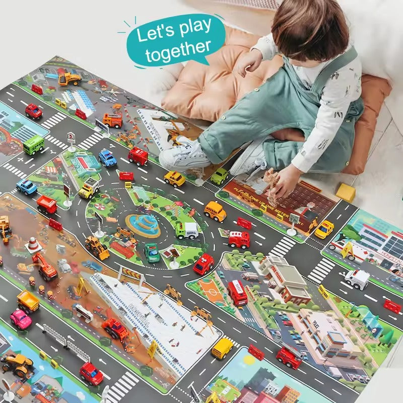 Vibrant Roadway Playmat – Endless Adventures for Kids with Educational & Imaginative Play, Safe for Ages 3+