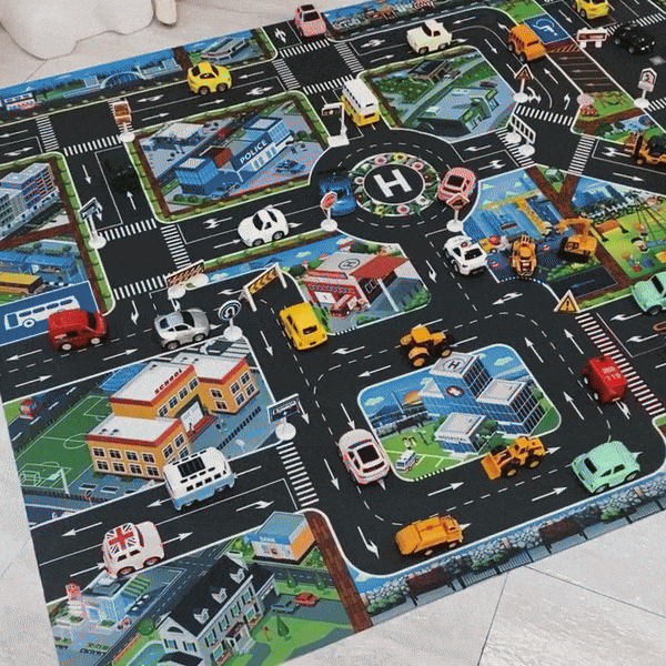 Vibrant Roadway Playmat – Endless Adventures for Kids with Educational & Imaginative Play, Safe for Ages 3+