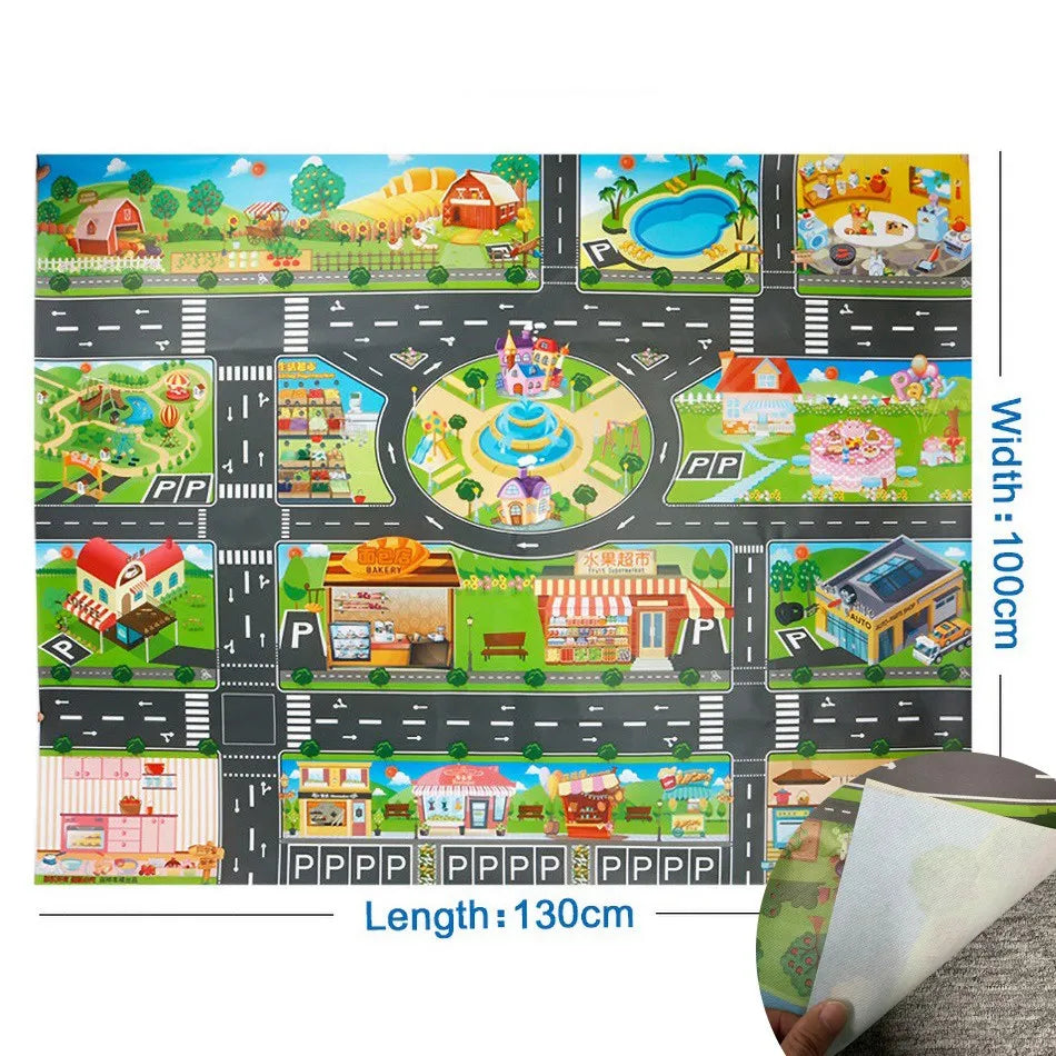 Vibrant Roadway Playmat – Endless Adventures for Kids with Educational & Imaginative Play, Safe for Ages 3+