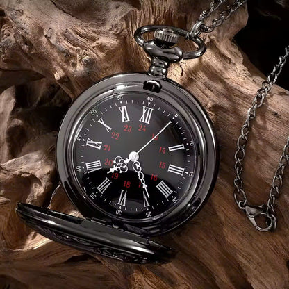 Vintage Half Hunter Pocket Watch with Cover, Chain, Safe Materials, Compact and Easy to Carry