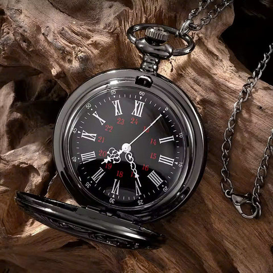 Vintage Half Hunter Pocket Watch with Cover, Chain, Safe Materials, Compact and Easy to Carry