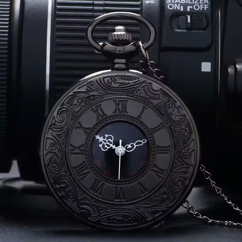 Vintage Half Hunter Pocket Watch with Cover, Chain, Safe Materials, Compact and Easy to Carry
