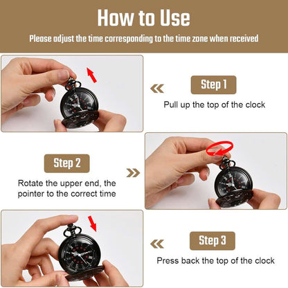 Vintage Half Hunter Pocket Watch with Cover, Chain, Safe Materials, Compact and Easy to Carry