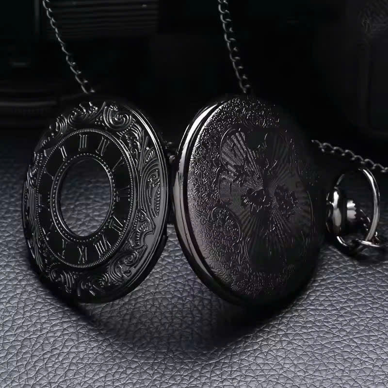Vintage Half Hunter Pocket Watch with Cover, Chain, Safe Materials, Compact and Easy to Carry