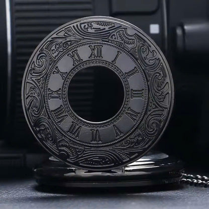 Vintage Half Hunter Pocket Watch with Cover, Chain, Safe Materials, Compact and Easy to Carry