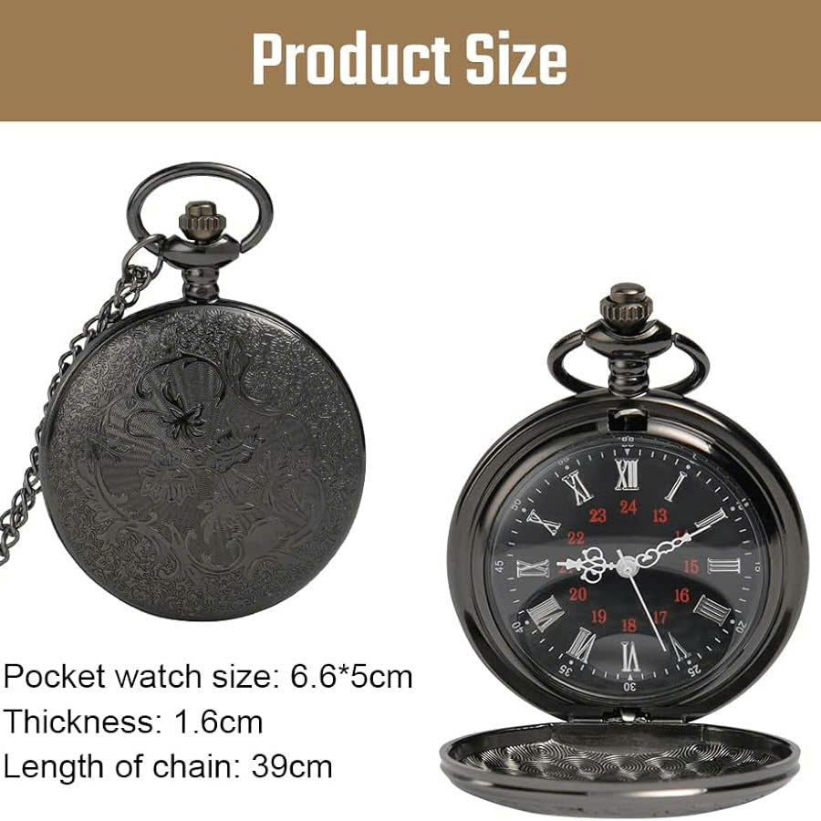Vintage Half Hunter Pocket Watch with Cover, Chain, Safe Materials, Compact and Easy to Carry