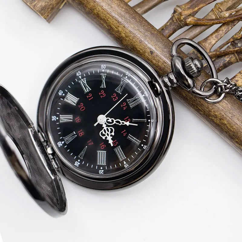 Vintage Half Hunter Pocket Watch with Cover, Chain, Safe Materials, Compact and Easy to Carry